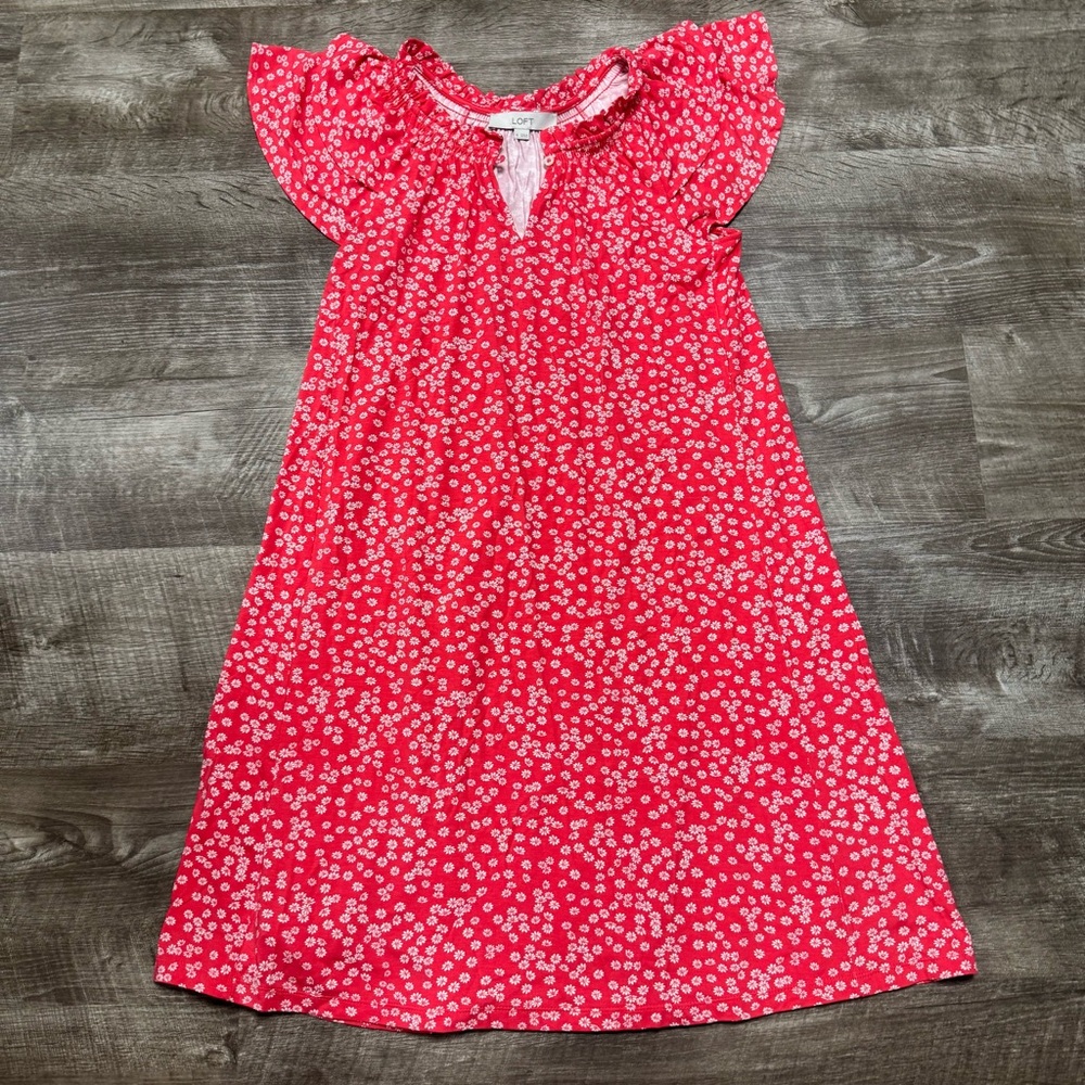 LOFT Pink Floral Spring Dress Size Medium